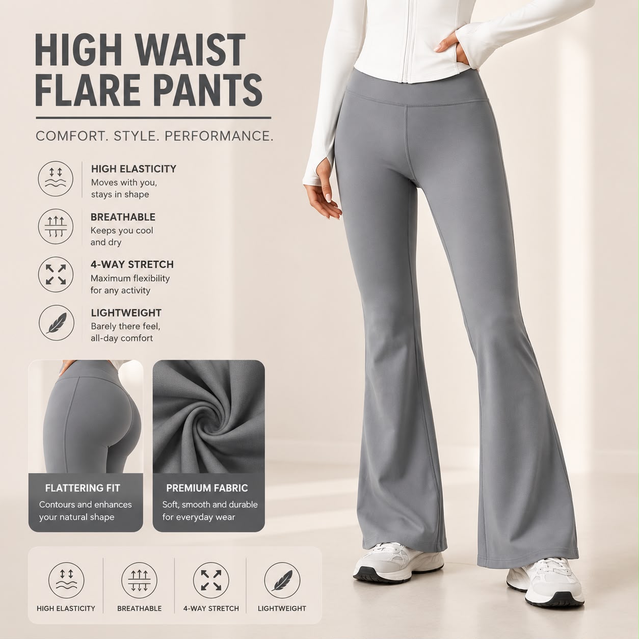 ZAXURA SculptFit™ High-Waist Flare Leggings