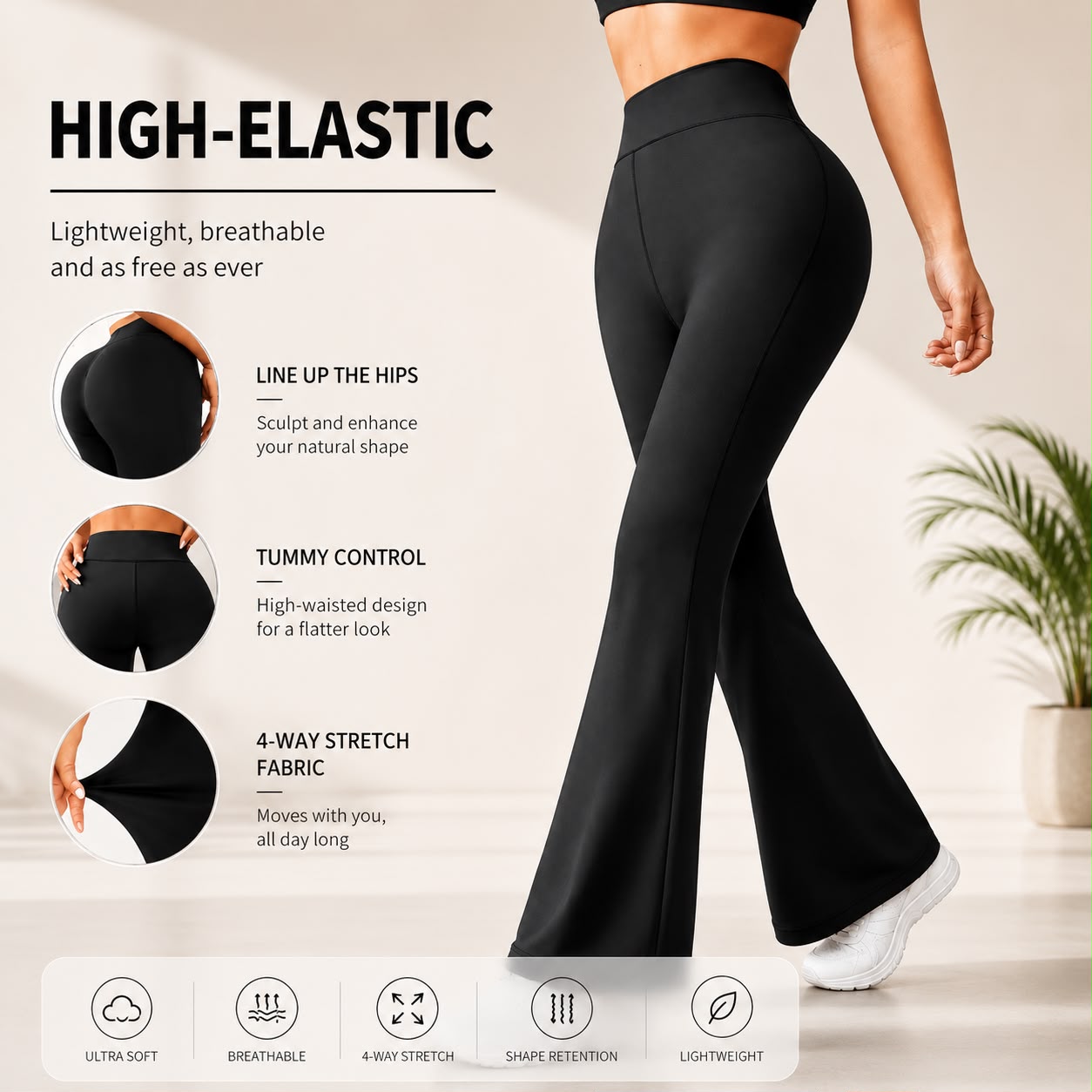 ZAXURA SculptFit™ High-Waist Flare Leggings