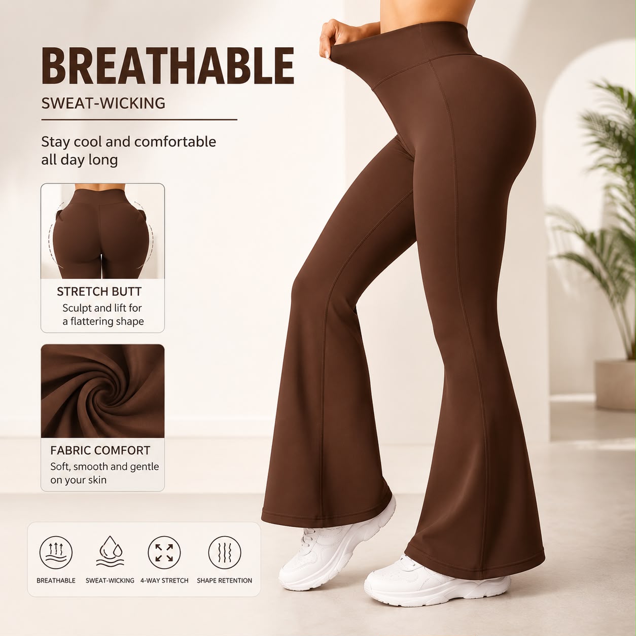 ZAXURA SculptFit™ High-Waist Flare Leggings